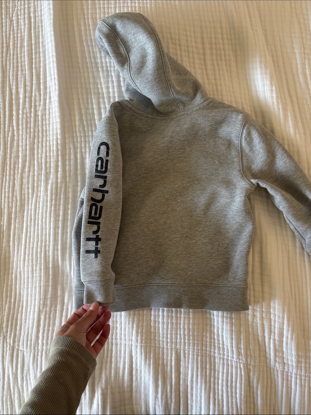Carhartt Kids Grey Hooded Pullover with Logo - Picture 3 of 3